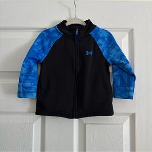 Size 12M Under Armour Boys Black Track Zip Up Jacket Sweater
